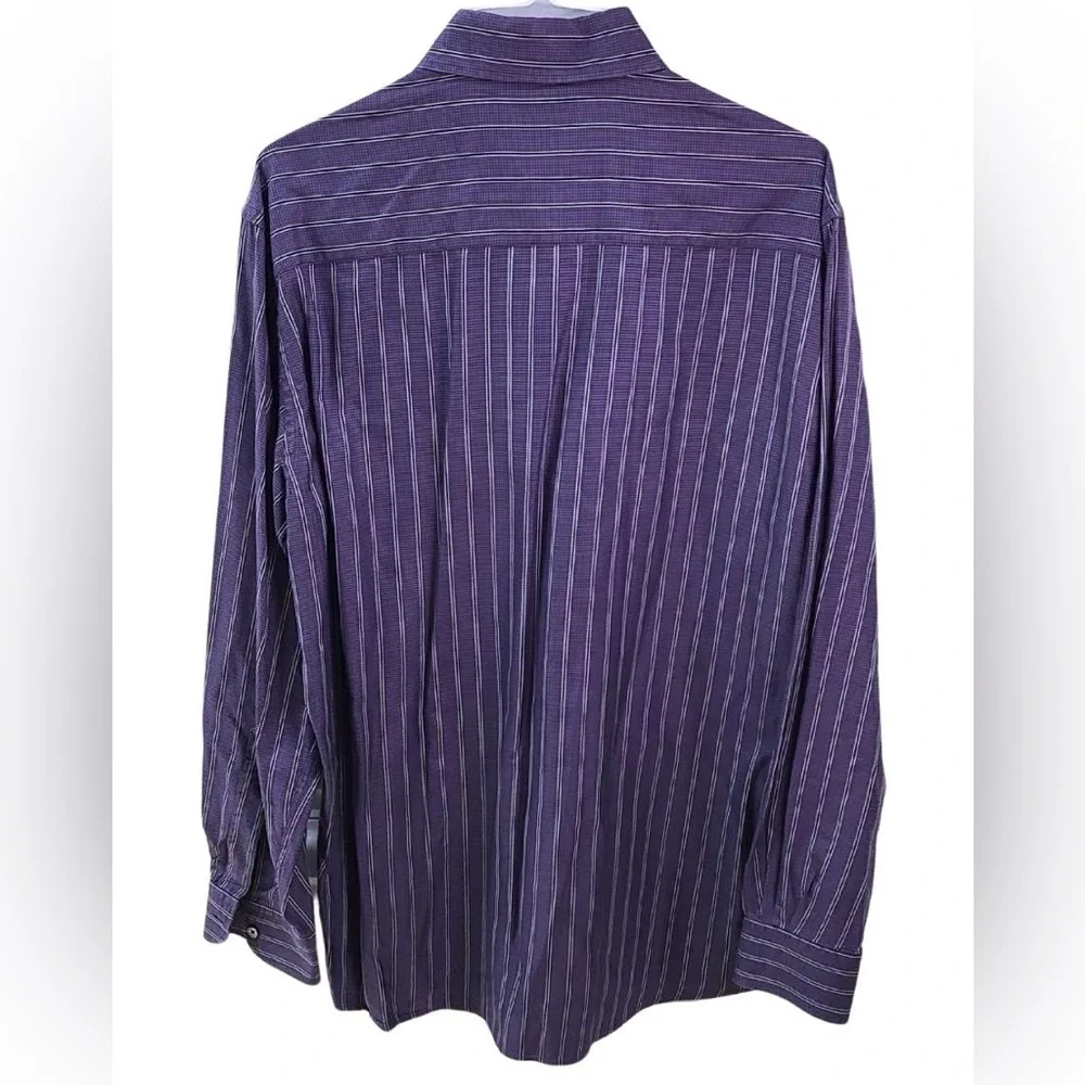 Ermenegildo Zegna Purple Dress Shirt with Black and White Pinstripes 👔 - Picture 5 of 7